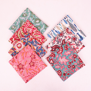 Lightweight Organic Cotton <b>Bandana</b> Floral Boho Block Printed Scarf Handmade Hair/Neck Wrap Unisex Eco-Friendly Four Seasons Gift - Product Image 2