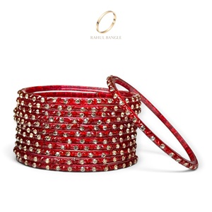 Trending Fashionable Kashmiri <b>Red</b> Glass Raindrop Pearl Bangles for Women's Wedding Festive Wear at Wholesale Price - Product Image 5