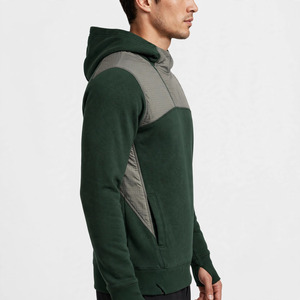 Sweat-shirt à capuche en polaire pour homme, vert et gris, avec poche zippée, coupe décontractée, pour l'automne - Product Image 4