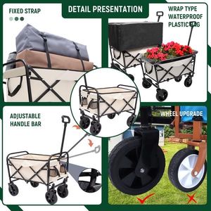 Multi-Use Heavy Duty 3-in-1 Utility Wagon Cart Collapsible Foldable Beach Wagon with Grocery Cart for Camping - Product Image 2