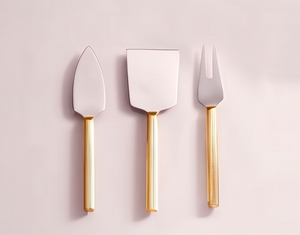 Stainless Steel <b>Cheese</b> <b>Knife</b> <b>Set</b> With Gold Handles Durable Flatware Dishwasher Safe For Kitchen Use Events And Hotel Use - Product Image 1