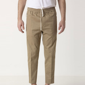 Polyester Cotton Casual Men's Slim Fit Premium Quality Breathable Anti-Wrinkle Summer <b>Trousers</b> Vintage Decoration <b>Elastic</b> <b>Waist</b> - Product Image 1