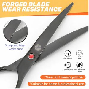 Tijeras de Peluquería Canina Profesionales de 7.5 Pulgadas, Tijeras de Corte Recto con Mango Ergonómico para Diestros, Tijeras de Acero Inoxidable Japonés - Product Image 3