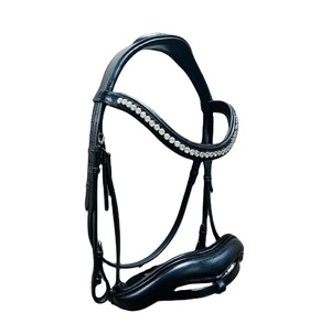 Brida anatómica de caballo Diseño de manivela de confort alemán con cuero ostentoso de onda ondulada transparente para mayor comodidad y estilo - Product Image 1