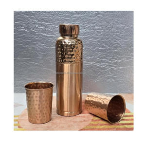Ayurvedic Eco-Friendly Copper Water Bottle with Tight Seal Cap Boiling Water Safe for Healthy Daily Hydration <b>at</b> <b>Home</b> and <b>Work</b> - Product Image 2