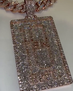 Colgante de Letra Personalizado con Incrustaciones de Diamantes, Placa con Nombre, Joyería Hip Hop, Colgante de Diamante Moissanita, Colgante de Plata 925 Personalizado - Product Image 3