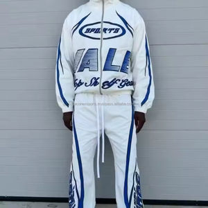 Ensembles coupe-vent surdimensionné personnalisé de haute qualité pour hommes veste coupe-vent de grande taille en nylon respirant avec fermeture éclair imprimée - Product Image 2