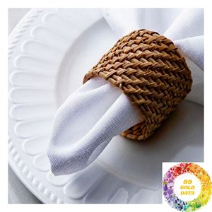 Anneau de serviette en rotin naturel tressé, accessoire de table pour la mise en place de la vaisselle, service de restaurant, hôtels et traiteur d'événements - Product Image 4