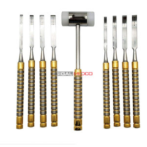 ชุดสิ่วกระดูก Surtechs รุ่นขายดีที่สุด 9 ชิ้น พร้อมค้อนเหล็กกล้าไร้สนิมเยอรมัน เครื่องมือผ่าตัดกระดูกและข้อ ได้รับการรับรองมาตรฐาน CE - Product Image 1