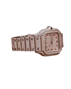 Reloj Mecánico Clásico de Lujo para Hombre con Incrustaciones de Diamantes VVS Moissanite, Correa Simple, Esfera Romana, Alta Calidad - Product Image 2