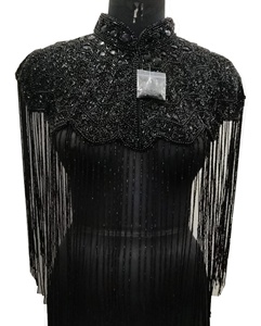 Top Quality very heavy handbeaded black crystal embellished elegant party club plus size beautiful <b>women</b> bespoke top - Product Image 1