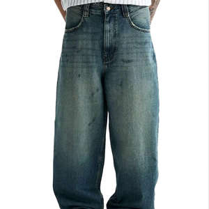 Pantalon vintage personnalisé en denim déchiré à jambe droite Jeans pour hommes Streetwear Pantalon baggy Hip Hop écologique lavé à la pierre - Product Image 2