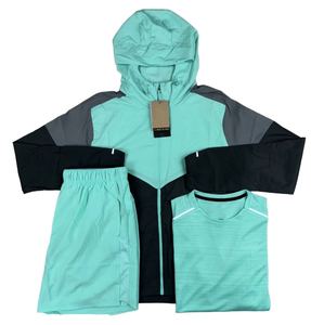 เสื้อแจ็คเก็ตกันลมน้ำหนักเบาแบบมีฮู้ดพร้อมเชือกผูก ดีไซน์ทันสมัยสำหรับทุกเพศ ชุดเสื้อกันลม 3 ชิ้น สไตล์สตรีทแวร์สำหรับฤดูใบไม้ร่วง - Product Image 1