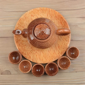 Tetera de Vietnam más vendida, diseño moderno sostenible, cáscara reciclada de coco tallada, aspecto único para juegos de té de café frío y caliente - Product Image 4