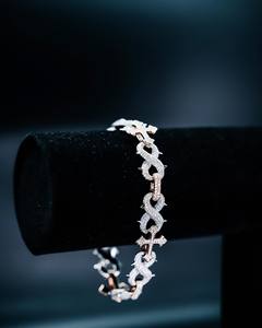 Pulsera de tenis de moissanita única con cruz infinita de plata 925, eslabones de púas, bicolor, estilo hip hop, para hombres y mujeres, certificada GRA - Product Image 6