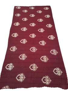Women Maroon Chiffon Embroidered <b>Shawl</b> Gold Pattern Ethnic Scarf Breathable Daily Wear Fashion <b>Wrap</b> - Product Image 2