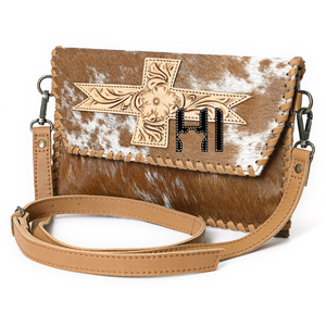 Sac à bandoulière en cuir de vachette fait main pour femme avec bandoulière réglable et fermeture à glissière Boho Western Fashion Accessory - Product Image 2