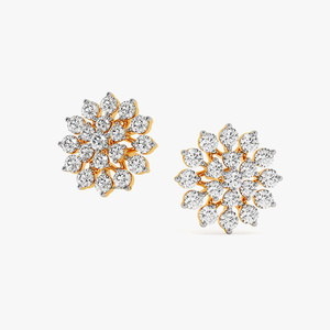 Boucles d'oreilles de luxe en diamants de laboratoire ronds pour femmes, bijoux en or 10K, 14K, 18K et en argent 925 ou 935 - Product Image 3