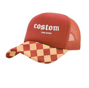 Gorra Deportiva Verde de Malla con Visera a Cuadros, Ajustable, Unisex, para Exteriores, Primavera/Verano, Casual, Transpirable, de Poliéster - Product Image 3