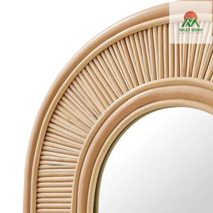 Espejo de pared ovalado hecho de ratán de color natural. Diseño suave y elegante. Espejo de tocador para baño. - Product Image 5