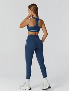 Women's Three Piece Seamless Gym Workout Set Long Sleeve <b>Zip</b> <b>up</b> Yoga Activewear <b>Crop</b> Top Sports Bra Leggings Jacket - Product Image 2