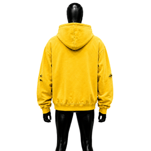 Sweat à capuche zippé jaune premium avec motif ange, style décontracté, coupe régulière, en molleton bouclette 100% polyester, pour l'automne, style streetwear décontracté - Product Image 2