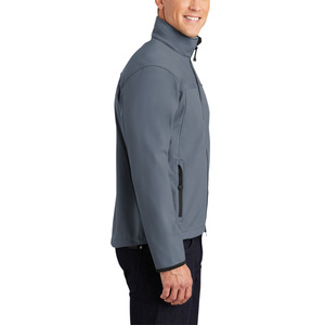 Veste polaire grise pour homme, coupe-vent, fermeture éclair, col montant, vêtement décontracté pour l'extérieur, automne, coupe régulière, matière polyester - Product Image 2