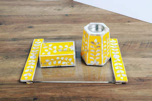 ชุดเตาเผาเครื่องหอมมุบคัห์ร์ ทำมือ ประดับมุกคุณภาพสูง สำหรับศาสนา พร้อมถาดอะคริลิก - Product Image 2