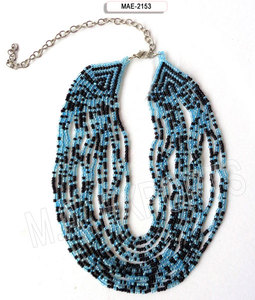 Collar de cuentas de semillas con diseño de corazón hecho a mano, color rojo escarlata, joyería india de diseñador para mujer, ideal para fiestas y bodas, venta al por mayor premium. - Product Image 2