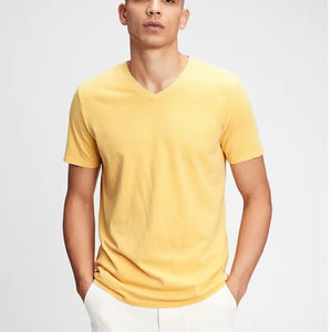 T-shirts blancs pas chers du fabricant, 100% polyester, t-shirts décontractés à col en V pour hommes, OEM - Product Image 5