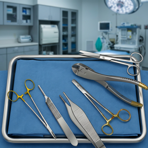 Ensemble d'instruments chirurgicaux de qualité supérieure en acier inoxydable avec poignée dorée, ciseaux chirurgicaux, pinces, porte-aiguilles, manche de scalpel - Product Image 3