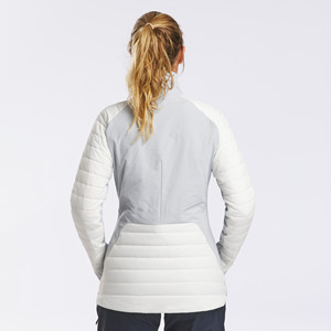 Chaqueta de esquí impermeable y aislante para mujer, con bloques de color, 220g, cuello alto, cierre de cremallera, cortavientos, forro polar sintético - Product Image 2