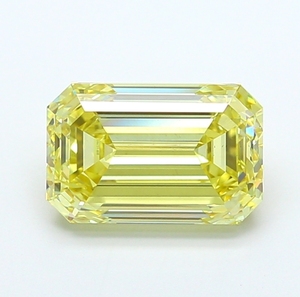Diamant de laboratoire IGI certifié 5 carats, taille émeraude, jaune vif fantaisie, clarté VS1, excellente taille, pour la fabrication de bijoux Gemver - Product Image 1