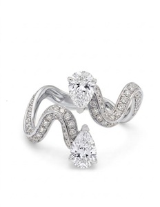 แหวนเพชรทรงหยดน้ำแบบงูพันรอบ แหวนหมั้นสำหรับผู้หญิง ชุบทอง ประดับเพชร ปรับขนาดได้ - Product Image 3