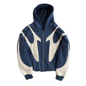 Fabricante de bordado de gran tamaño Full Zip Us Graphics Heavy Oversized Thermal hoodies 100% Cotton Custom Hoodies - Product Image 1