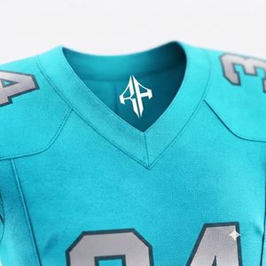 ชุดเสื้อฟุตบอลอเมริกันชาย ระบายอากาศได้ดี พิมพ์ลายแบบ Heat-Transfer เหมาะกับทุกฤดูกาล คอวี ผลิตจากโพลีเอสเตอร์ 100% รุ่น RIVIAN ATLANTIC - Product Image 6