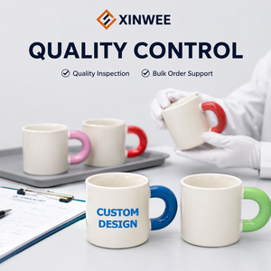 Set di Tazze da Caffè in Ceramica con Manico Spesso e Logo Personalizzato, Tazza da Espresso in Porcellana per Regalo Festa della Mamma - Product Image 1