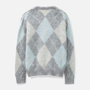 Pull en maille épais unisexe à col en V personnalisé avec logo du fabricant, manches longues, en laine et mohair duveteux, séchage rapide, OEM ODM - Product Image 2