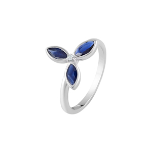 Blue Sapphire and Diamond Ring in 92.5 Sterling Silver KLSR-11873 - Product Image 1