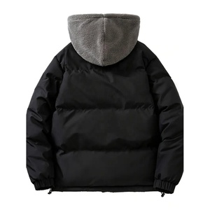 Wholesale HIGH STREET Style Mens Hooded Puffer <b>Jacket</b> Solid Color Knitted Shoulder Sleeve Zippered Front Waterproof 65% Winter - Product Image 2