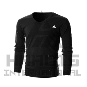 Camisetas de Manga Larga Unisex para Hombre, Tejidas, 100% Algodón, Cuello en V, Estilo Urbano, Secado Rápido, Transpirables, Ligeras y Suaves - Product Image 1