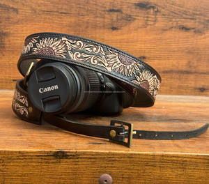 Courroie de cou en cuir véritable pour appareil photo reflex numérique Courroie d'épaule Cordon longue corde réglable pour appareil photo reflex sans miroir - Product Image 2