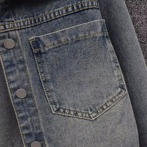 Women's <b>Denim</b> <b>Coat</b> 2026 Autumn Winter New Vintage Lapel Beaded Pocket Jeans Jacket Casual Cotton Outerwear Fashion Tops Washed - Product Image 3