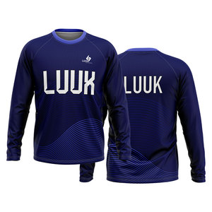 T-shirt de sport à manches longues et col rond personnalisé par sublimation, à compression, séchage rapide, pour entraînement athlétique et fitness, haut de loisirs pour homme - Product Image 1