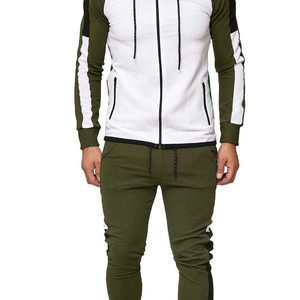 Conjunto Deportivo con Capucha para Hombre, Diseño Color Block con Cremallera, Manga Larga, Estilo Deportivo, Ropa de Otoño, Material Transpirable de Poliéster y Algodón - Product Image 2