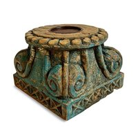 Support de bougie vintage en bois sculpté à la main, style rustique, pour jardin, entrée, salon, chambre, salle à manger