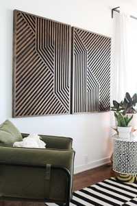 Panneau mural en bois géométrique moderne, décoration murale en bois artisanale pour salon, chambre et décoration intérieure - Product Image 1
