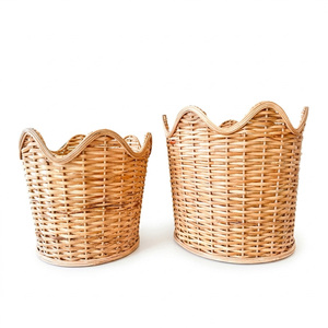 Maceta de almacenamiento para plantas, macetas de ratán tejidas con borde festoneado, macetas para exteriores, accesorios para jardín y patio - Product Image 1