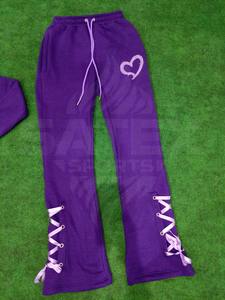 Pantalon de survêtement décontracté en molleton épais de coton pour femme avec taille élastique et logo personnalisé - Product Image 2