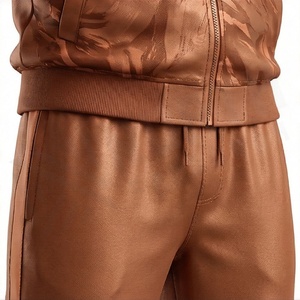 Survêtement marron pour homme, fermeture éclair intégrale, col montant, vêtements de sport décontractés avec poches latérales, impression par sublimation, polyester, vêtements d'automne - Product Image 5